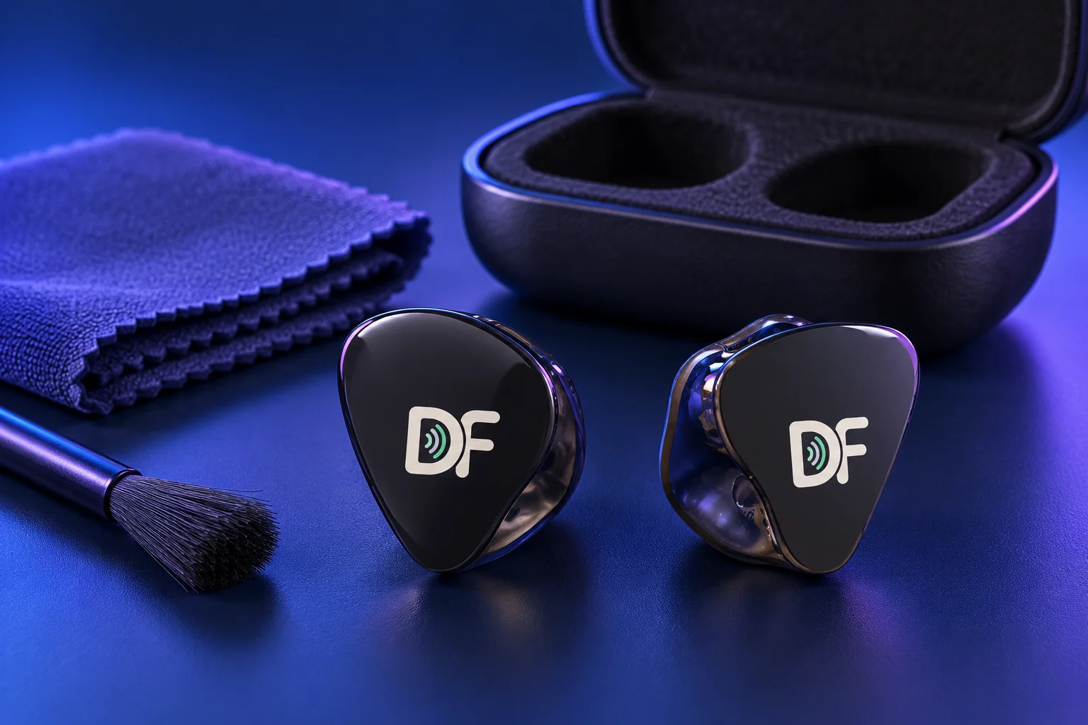 Monitores DreamFit com pano seco, escova macia e estojo ilustrativo